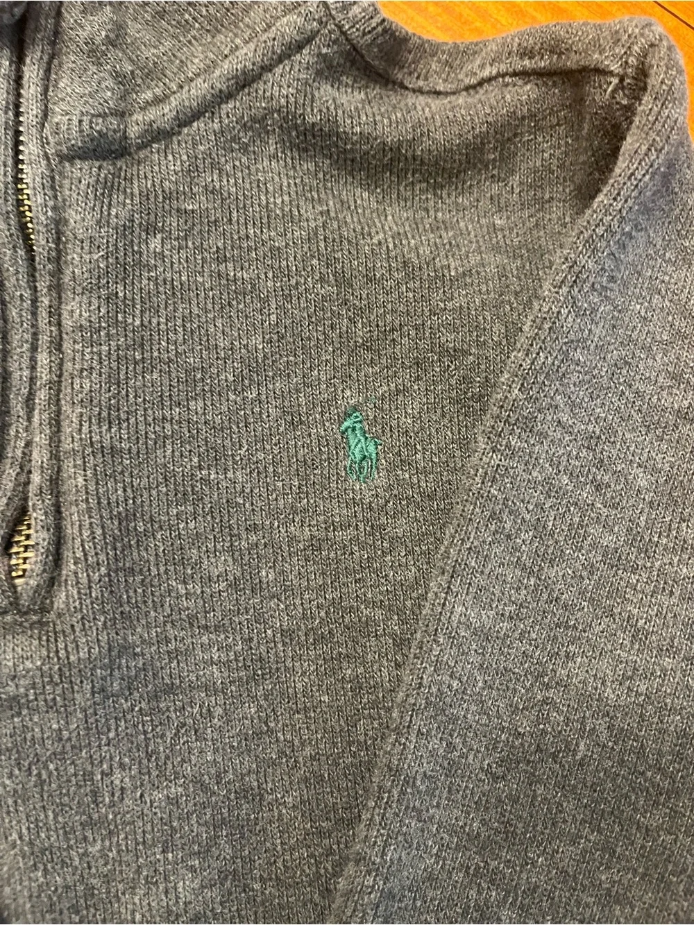 Ralph Lauren Dark Gray Half-Zip Sweater with Green Pony